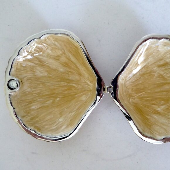 ENAMELED BEJEWELED CLAM SEA SHELL OCEAN TRINKET BOX (NEW IN BOX) - Picture 11 of 11